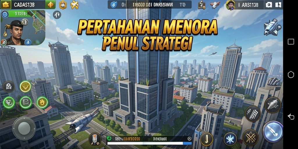 Tampilan seru gameplay CADAS138 dengan menara dan musuh yang mendebarkan.