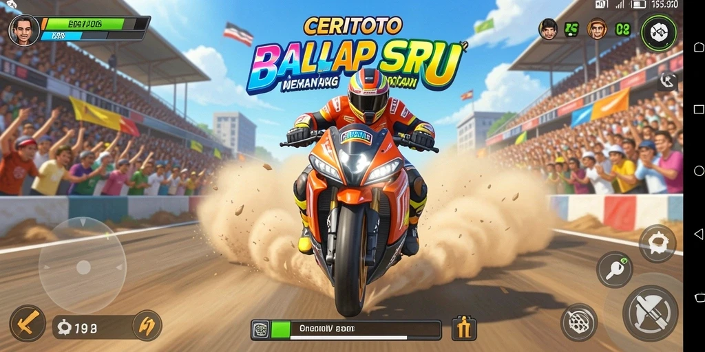 Tampilan seru gameplay CERITOTO dengan balapan mendebarkan.