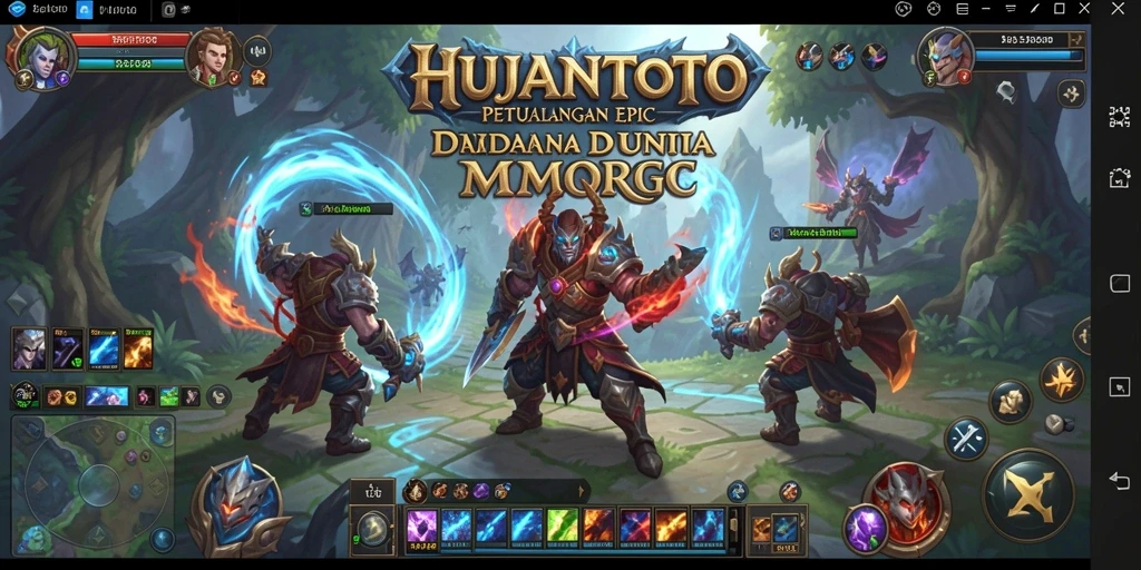 Screenshot utama HUJANTOTO menampilkan aksi seru dalam pertarungan MMORPG.