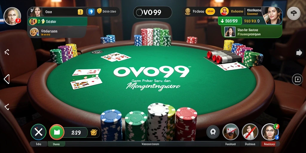 Screenshot gameplay OVO99 dengan suasana meja Poker yang menarik.