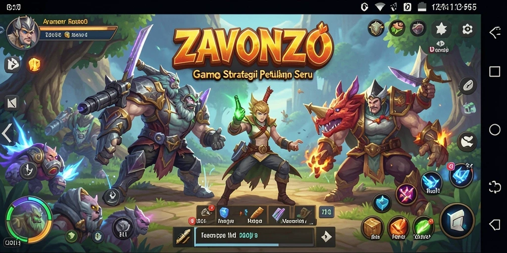 Tampilan gameplay menegangkan dalam ZAVONZO dengan berbagai unit strategis.